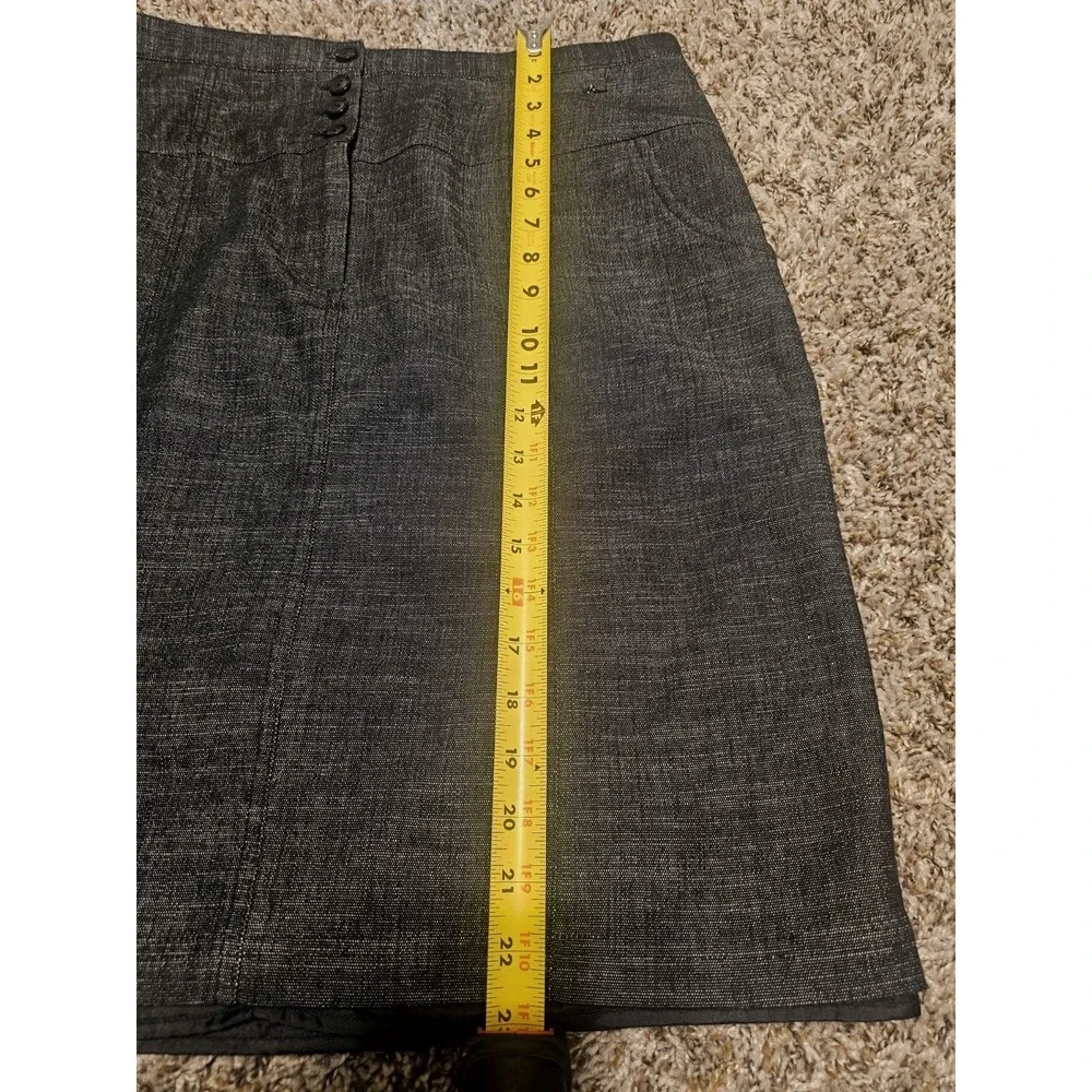 Women's XL Size 14 Gray Pencil Skirt Cotton Blend Stretch Lined Career Academia